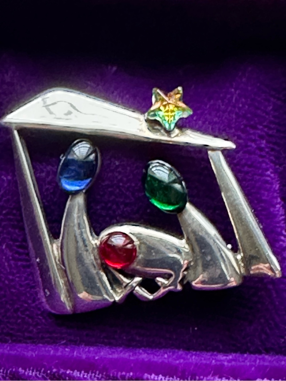 Silpada Sterling Silver Jeweled Nativity Pin Brooch I0677